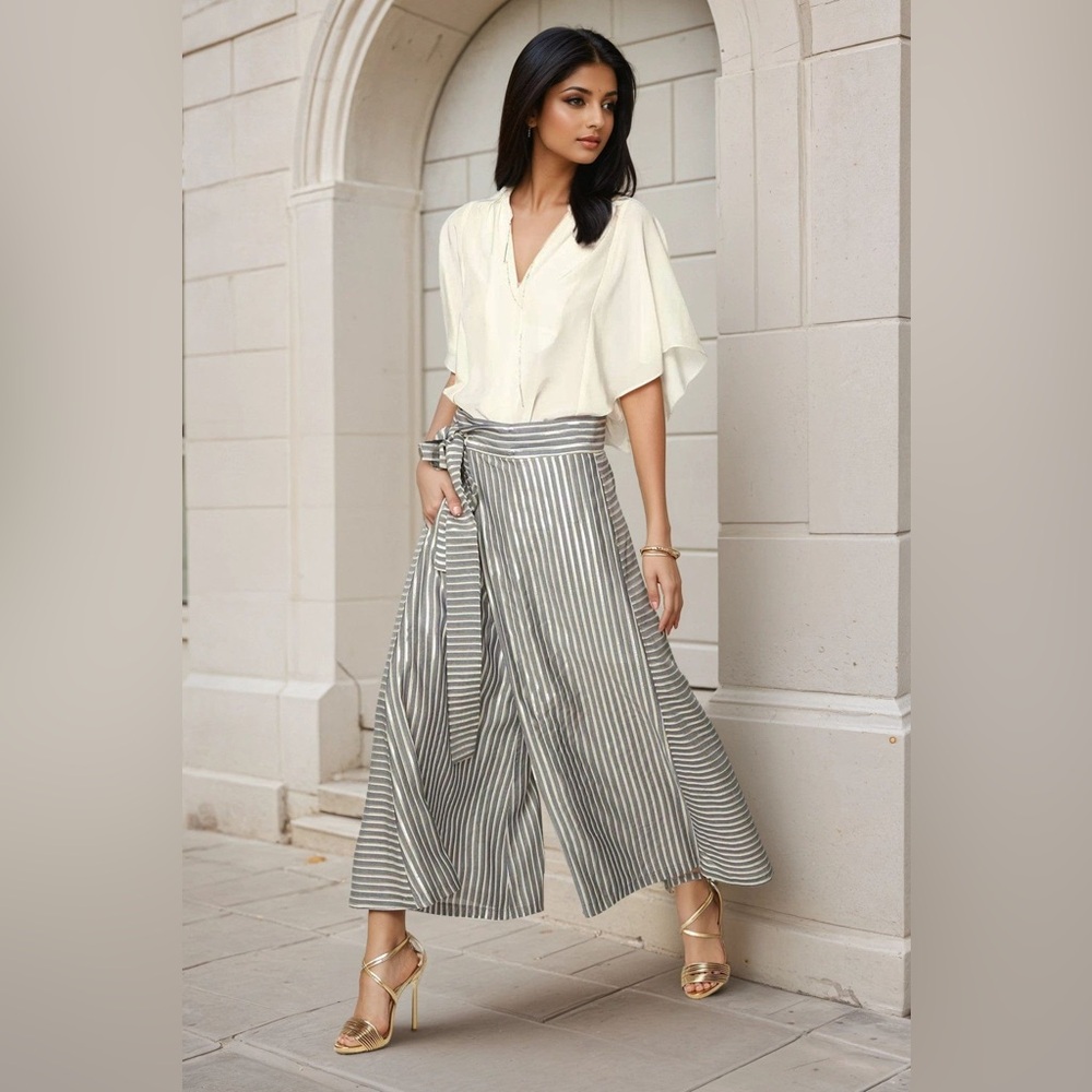 Eva Franco Women’s Blake Pant in Gibson Stripe Wide Leg Size 6
